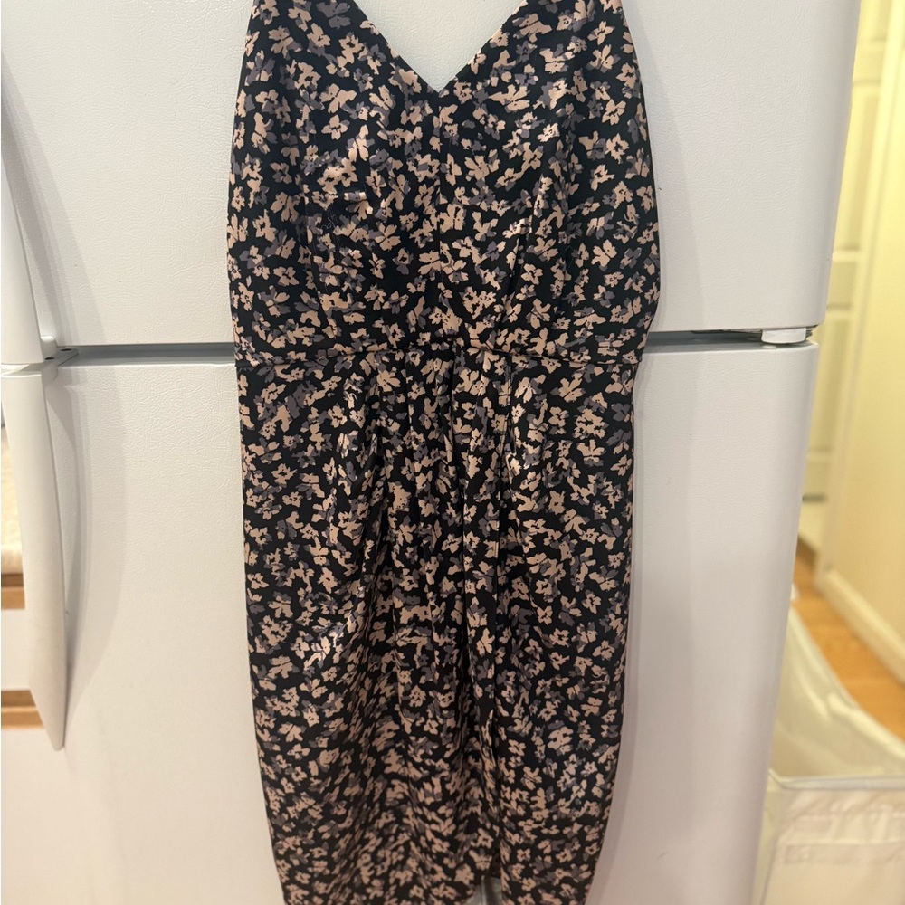 Chelsea28 Cream and Black Ruched Spaghetti Strap Cocktail Dress